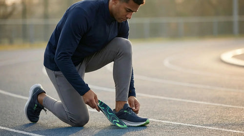 Runner in motion highlighting alignment and daily training support